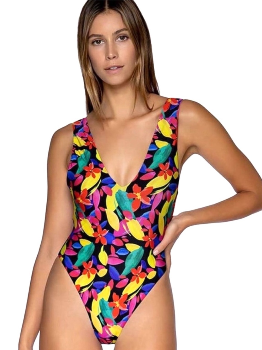 B Swim “Road to Hana Kat “ 
Multicolor Floral One-Piece Swimsuit NWT — size S